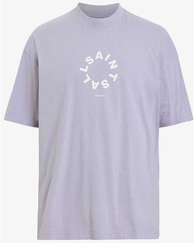 AllSaints Tierra Brand-print Organic Cotton-jersey T-shirt - Purple