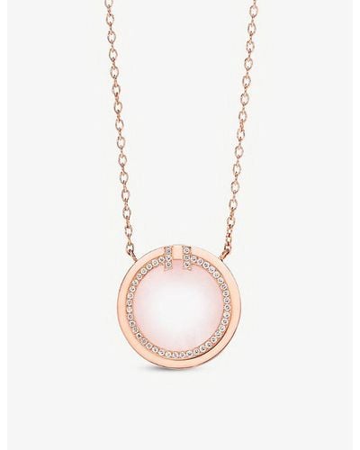 Tiffany & Co. Tiffany T Circle 18ct Rose-gold, Opal And 0.05ct Diamond Pendant Necklace - White