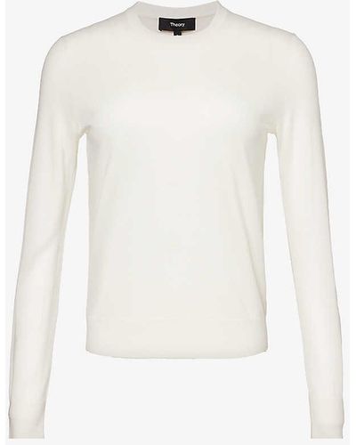 Theory Round-neck Regular-fit Wool-blend Knitted Top - White