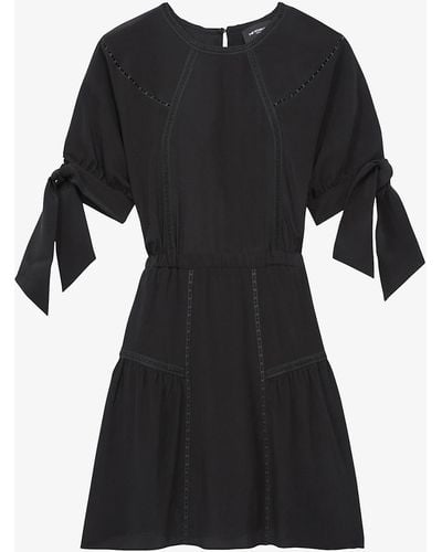 The Kooples Broderie Slim-fit Silk Mini Dress - Black