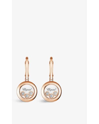 Chopard Happy Diamonds 18ct Rose-gold And Diamond Earrings - Metallic