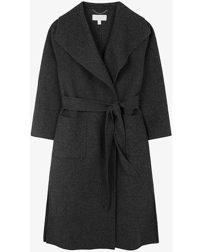 The White Company Belted-waist Double-faced Wool Coat - Black