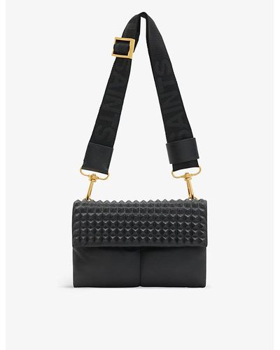 AllSaints Ezra Stud-embellished Leather Cross-body Bag - Black