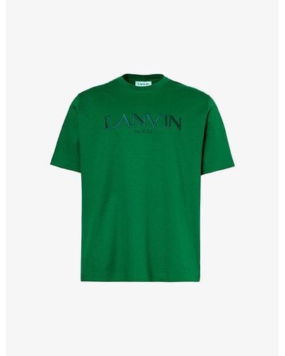 Lanvin Paris Brand-embroidered Cotton-jersey T-shirt - Green