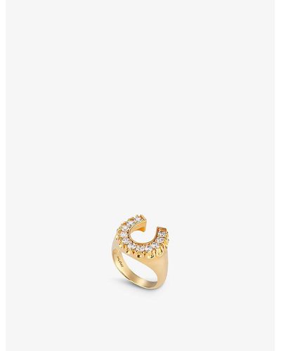 July Child Mystic Meg Gold-Tone and Glittered Resin Ring