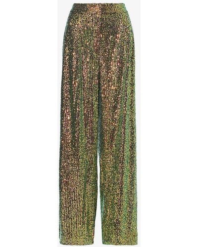 Stine Goya Jesabelle Sequin-embellished Recycled Polyester-blend Trouser - Green