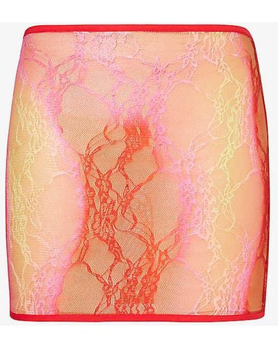 Sinead Gorey Gradient-pattern Slim-fit Lace Mini Skirt - Pink