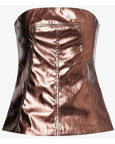 Amy Lynn Bandeau Metallic Faux-leather Top - Multicolour