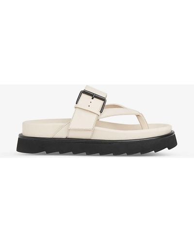 Whistles Sutton Toe-post Buckle Leather Sandals - White