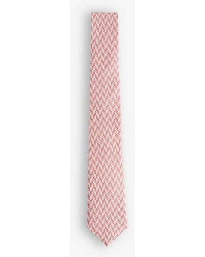 Ted Baker Lacebt Geometric-print Silk Tie - Pink