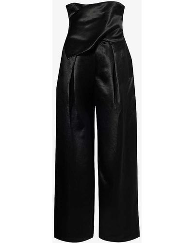 Issey Miyake Gleam Wide-leg High-rise Satin Trousers - Black
