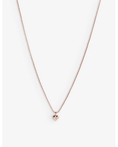 Ted Baker Sarroha Heart Crystal-embellished Rose-gold Plated Brass Necklace - Metallic