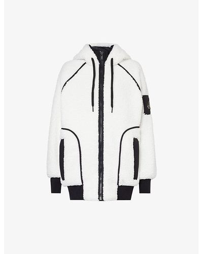 Ivory Textured Fleece Zip Up Jacket