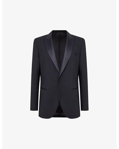 Reiss Poker Single-breasted Slim-fit Stretch-wool Blend Suit Jacket - Blue