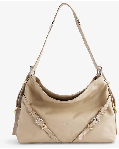 Givenchy Voyou Medium Leather Shoulder Bag - Natural