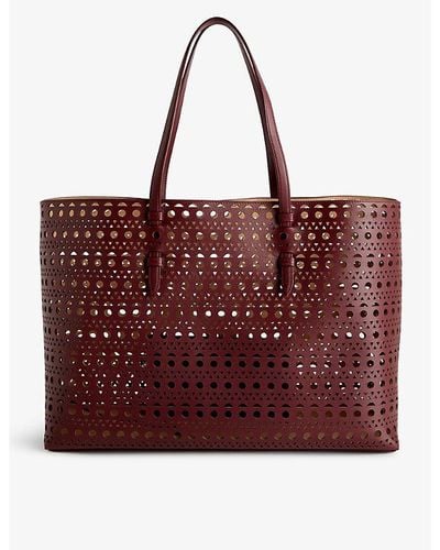 Alaïa Mina Cut-out Leather Top-handle Bag - Red