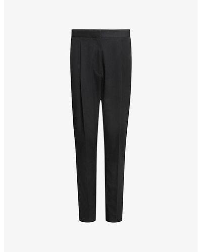 AllSaints Nellie Pleated Tapered-leg Mid-rise Stretch-woven Pants - Black