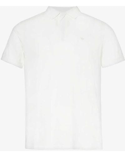 Emporio Armani Logo-embroidered Cotton-jersey Polo Shirt - White