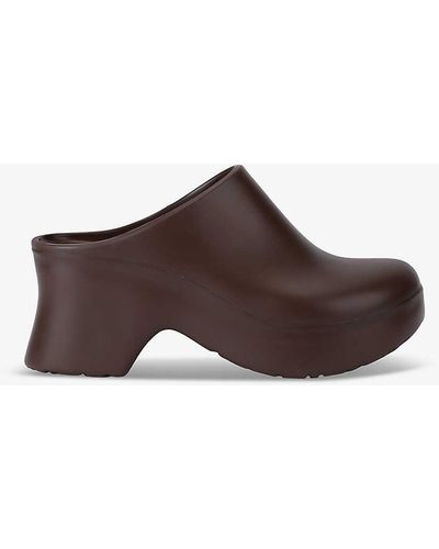 Loewe Terra Curved-heel Rubber Heeled Mules - Brown