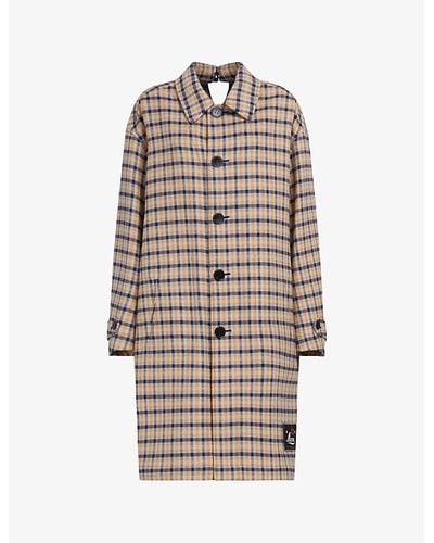 Marni Single-breasted Checked Relaxed-fit Wool-blend Coat - Natural