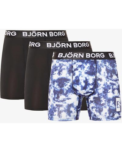Björn Borg Performance Fitted Pack Of Three Stretch-woven Trunks - Black