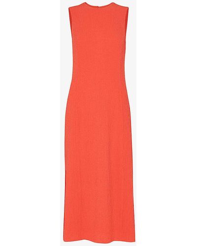 Whistles Erin Slim-fit Textured Stretch-woven Midi Dress