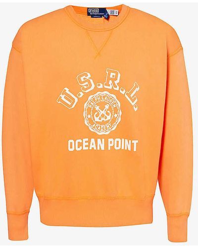 Polo Ralph Lauren Vintage Logo Text-print Cotton-blend Jersey Sweatshirt - Orange