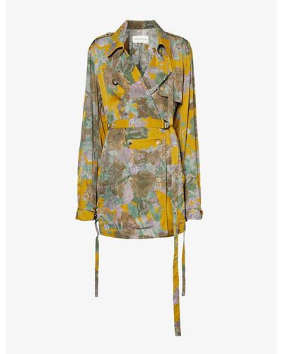 Dries Van Noten Floral-pattern Metallic Woven Coat | Lyst