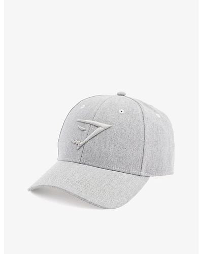 GYMSHARK Sharkhead Brand-embroidered Cotton Baseball Cap - White