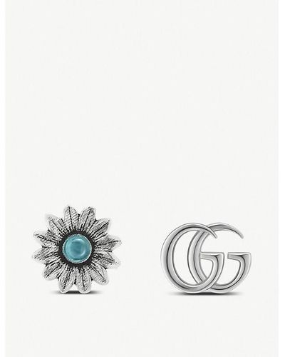 Gucci GG Marmont Gemstone And Sterling Silver Stud Earrings - White