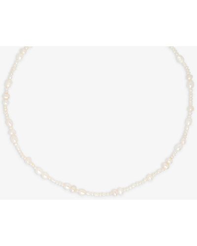 Astrid & Miyu Serenity Beaded -toned Brass And Freshwater Pearl Necklace - White