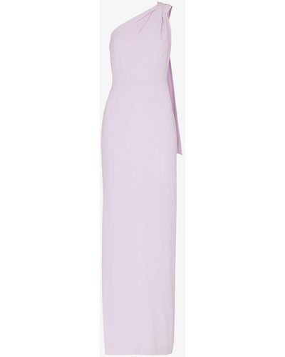 Whistles Bethan One-shoulder Stretch-recycled-polyester Maxi Dress - Pink