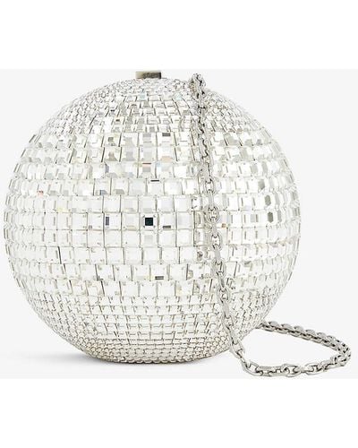 Judith Leiber Disco Ball Crystal-embellished Clutch Bag - White