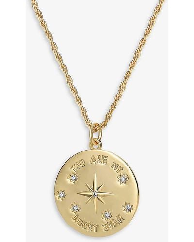 Celeste Starre You Are My Luck Twinkle Heart 18ct -plated Brass And Zirconia Pendant Necklace - Metallic