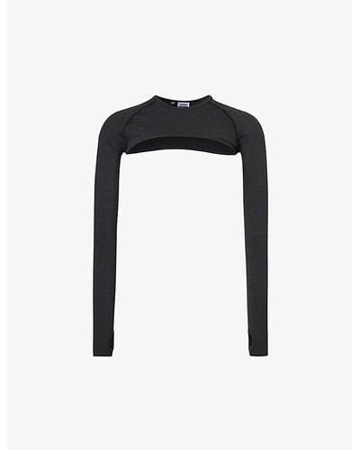 GYMSHARK Vital Seamless Logo-print Stretch-jersey Shrug X - Black