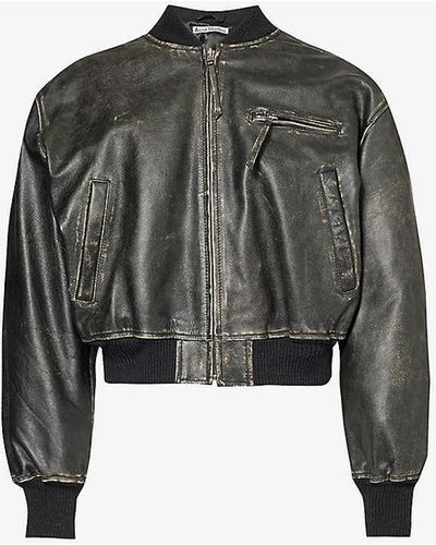 Acne Studios Stand-collar Long-sleeve Leather Jacket - Black
