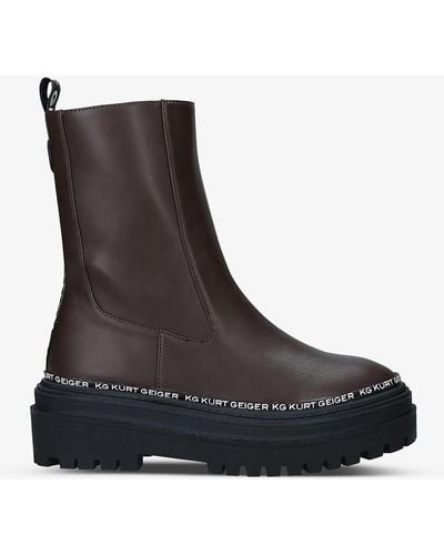 KG by Kurt Geiger Tread Brand-print Vegan Leather Chelsea Boots - Brown