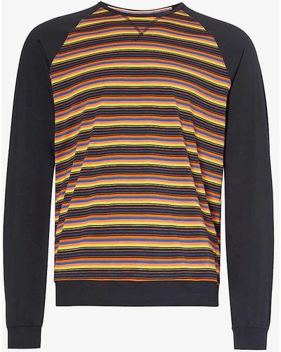 Paul Smith Striped Contrast-trim Stretch-cotton Sweatshirt - Black