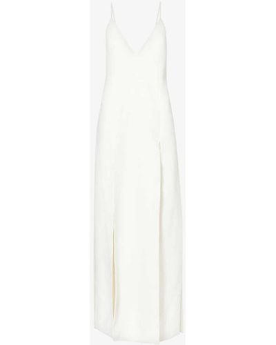 Khaite Nonya V-neck Woven Maxi Dress - White