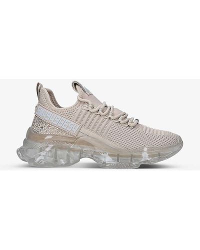 Steve Madden Maxilla-r Rhinestone-embellished Knitted Trainers - Natural