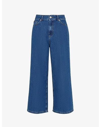 Whistles Wide-leg Mid-rise Cropped Denim Jeans - Blue