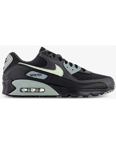 Nike Air Max 90 Leather And Mesh Low-top Trainers - Black