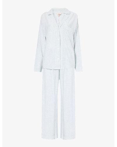 Eberjey Nautico Striped Cotton-blend Pyjama Set - White
