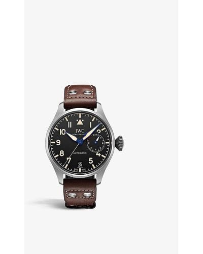 IWC Schaffhausen Iw501004 Big Pilot's Titanium And Leather Automatic Watch - Brown