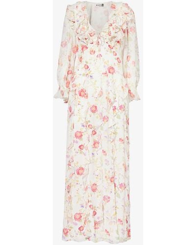 RIXO London Linnett Floral-print Silk Midi Dress - Pink