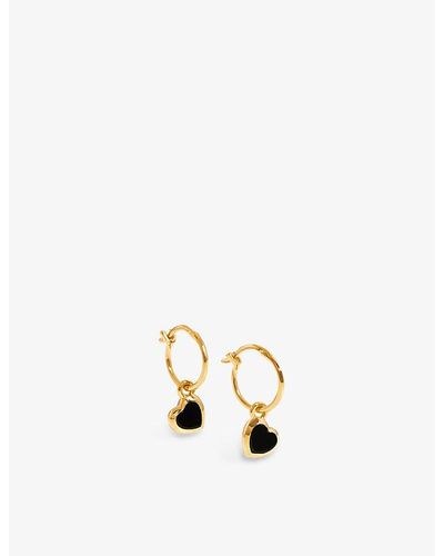 Missoma Heart-charm 18ct Yellow -plated Vermeil Sterling-silver Hoop Earrings - White