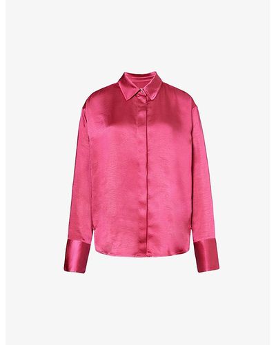 GOOD AMERICAN Scuba Satin-texture Relaxed-fit Woven Shirt - Pink