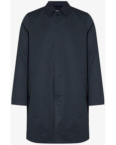 Sunspel Long-sleeved Collared Regular-fit Cotton Jacket - Blue