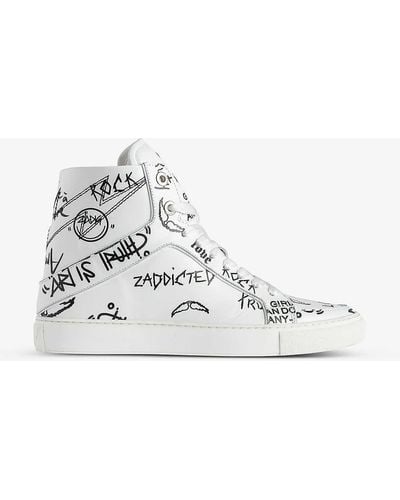 Zadig & Voltaire High Flash Branded-text Leather Trainers - White