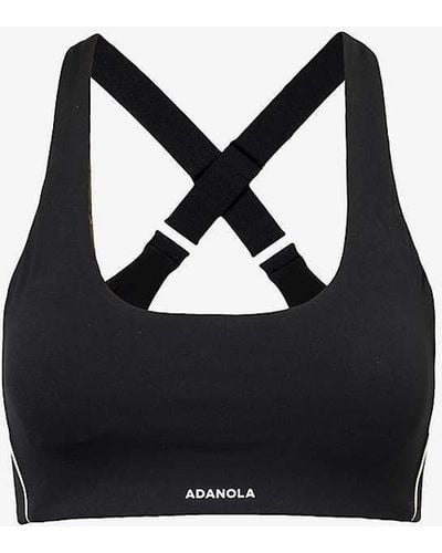 ADANOLA Ultimate Micro Piping Scoop-neck Stretch-woven Sport Bra - Black